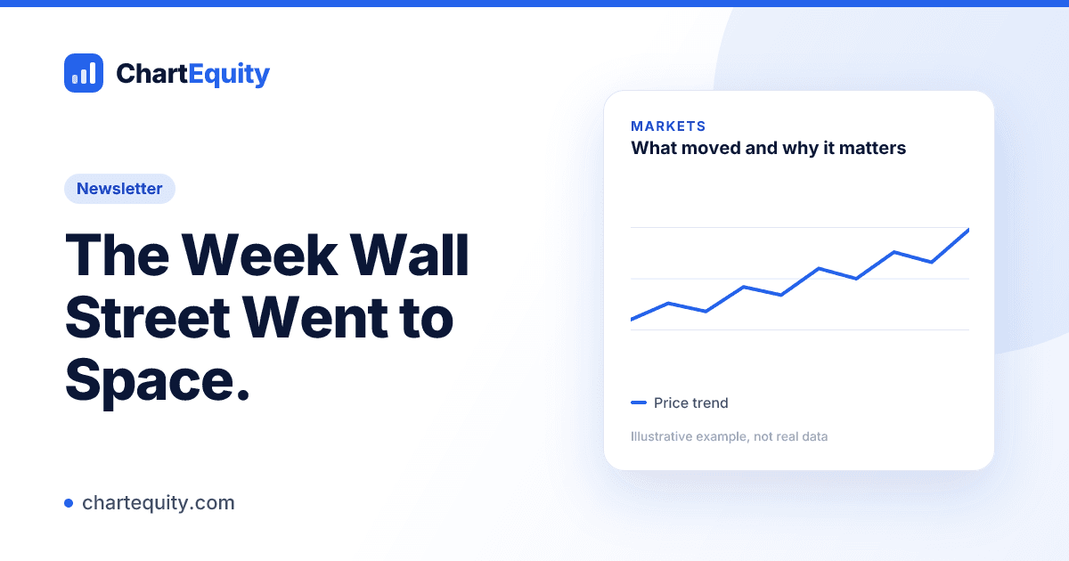 Newsletter cover for "The Week Wall Street Went to Space." with an illustrative chart, Chart Equity